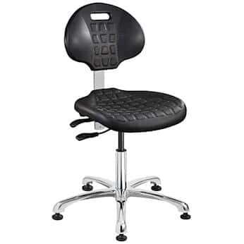 Bevco 7051-BLK Desk Height Polyurethane Chair, Black, Polished Aluminum Base, Articulating Seat & Back Tilt