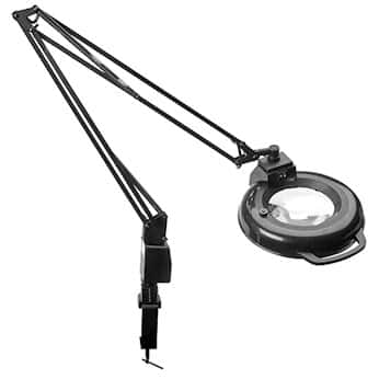 Electrix LED Illuminated Magnifier, Articulating arm, Clamp-Mount base, 2.25x magnification, 45