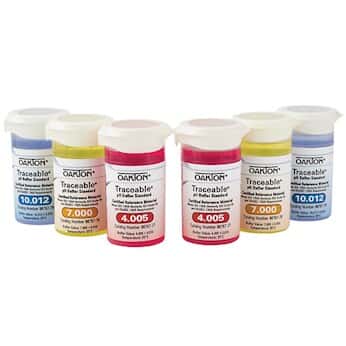 Oakton Traceable® One-Shot™ Buffer Solution Kit, Colored, pH 4.005, 7.000, and 10.012; 6 x 100 mL Vials