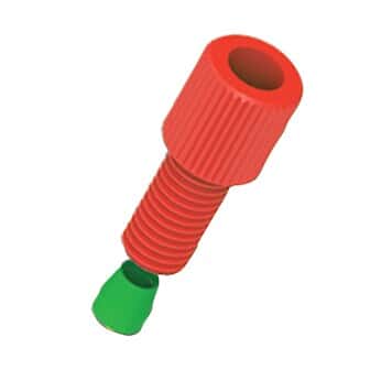 Cole-Parmer VapLock™ Fitting, Red PP w/Green ETFE, Straight, Compression to Threaded Adapter, 1.8-2.0mm OD tubing x 1/4-28 UNF(M); 1/Ea