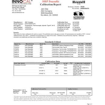 InnoCal NIST-Traceable Calibration, Chart Recorder, Logger