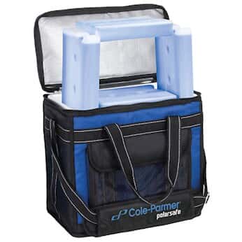 Cole-Parmer PolarSafe® Transport Bag 16 L with Four 4°C Blocks (1 L)