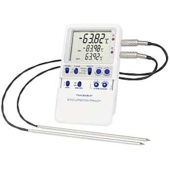 Traceable Excursion-Trac™ Datalogging Low-Temp Thermometer with Calibration; 2 Stainless Steel Probes