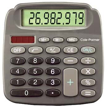 Cole-Parmer Solar/Battery Powered Calculator, 8-Digit;