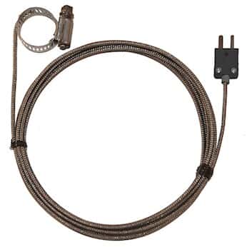 Digi-Sense Type-J Hose Clamp Probe 0.50 -1.50 OD Mini-Connector, Grounded 10ft SS Braid Cable