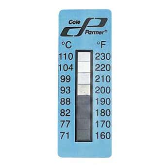 Digi-Sense Irreversible 5 to Point Vertical Temperature Label, 171 to 210°F/77 to 99°C; 10/Pk