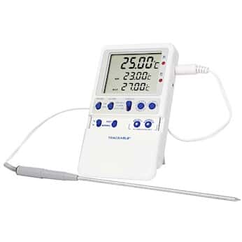 Traceable Extreme-Accuracy Digital Thermometer with Calibration, 25.00°C; 1 Stainless Steel Probe