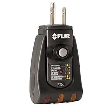 Flir RT50 Receptacle Tester with GFCI Check, 3-Wire, 110-125 VAC