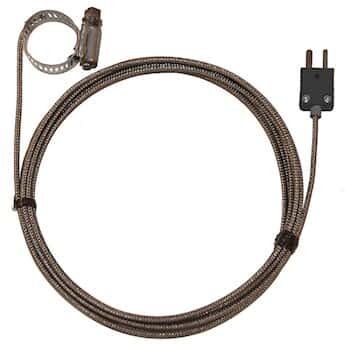 Digi-Sense Type-J Hose Clamp Probe 0.44 -1.00 OD Mini-Connector, Grounded 10ft SS Braid Cable