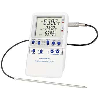 Traceable Memory-Loc™ Datalogging Low-Temp Thermometer with Calibration; 1 Stainless Steel Probe