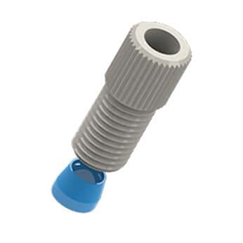 Cole-Parmer VapLock™ Fitting, White POM w/ Blue ETFE, Straight, Compression to Threaded Adapter, 3/16