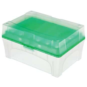 Cole-Parmer Pipette Tip Box, PP, with green Rack for 3