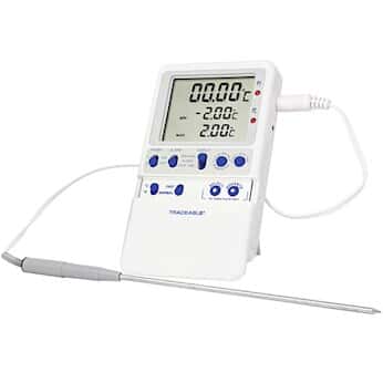 Traceable Extreme-Accuracy Digital Thermometer with Calibration, 0.00°C; 1 Stainless Steel Probe