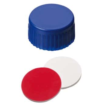 Kinesis  Short Thread Cap, 9mm, Closed Blue Polypropylene, Silicone/Red PTFE Septa; 1000/pk