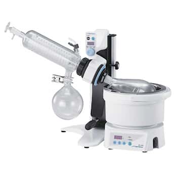 Cole-Parmer Rotary Evaporator System w/ Manual Lift, slanted condenser & water/oil heating bath to 180 deg C, 115 VAC