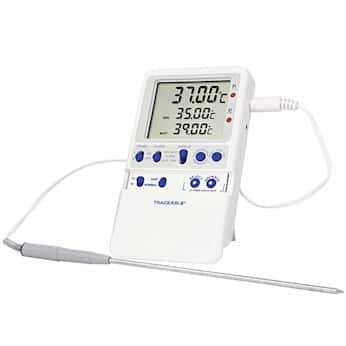 Traceable Extreme-Accuracy Digital Thermometer with Calibration, 37.00°C; 1 Stainless Steel Probe