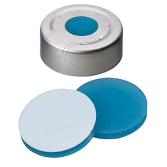 Kinesis Aluminum Crimp Cap, 20 mm Dia., Pressure Release, UltraClean™ Blue Transparent Silicone/PTFE Septum; 1000/pk