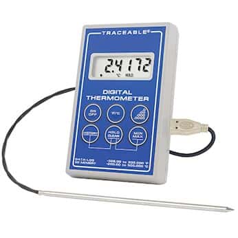 Traceable Scientific Single-Input RTD Thermometer with Calibration; Penetration Probe without Handle