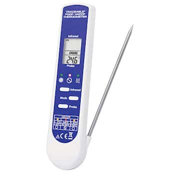 Traceable 2-in-1 Waterproof Food HACCP Thermometer with Calibration; 1 Integral Fold-out Probe