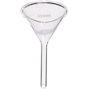 Cole-Parmer elements Short Stem Funnel, Glass, 50 mm dia, 12/pk