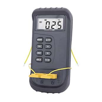 Traceable Two-Channel Thermocouple Thermometer with Offset and Calibration