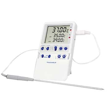 Traceable Extreme-Accuracy Digital Thermometer with Calibration, 0.00/25.00/37.00°C; 1 Stainless Steel Probe