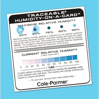 Digi-Sense Traceable® Humidity Card with Calibration; 6/Pk