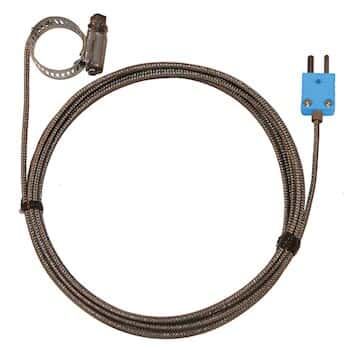 Digi-Sense Type-T Hose Clamp Probe 1.25 - 2.25 OD Mini-Connector, Grounded 10ft SS Braid Cable