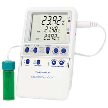 Traceable Memory-Loc™ Datalogging Thermometer with Calibration; 1 Vaccine Bottle Probe