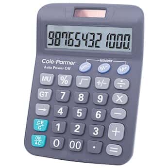 Cole-Parmer Solar/Battery Powered Calculator 12-Digit;