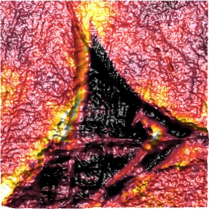 Nanoscale property map of nanothermal SThM image of carbin fibers embedded in epoxy resin.