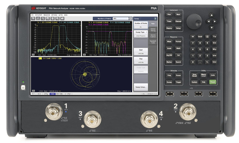 N5224B PNA 微波网络分析仪，900 Hz/10 MHz 至 43.5 GHz