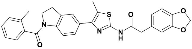 2-(苯并[d][1,3]二噁茂-5-基)-N-(5-甲基-4-(1-(2-甲基苯甲酰基)吲哚啉-5-基)噻