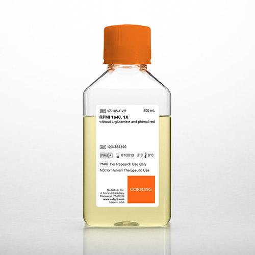 RPMI 1640(不含谷氨酰胺，酚红)|Corning-Media|6×500 mL