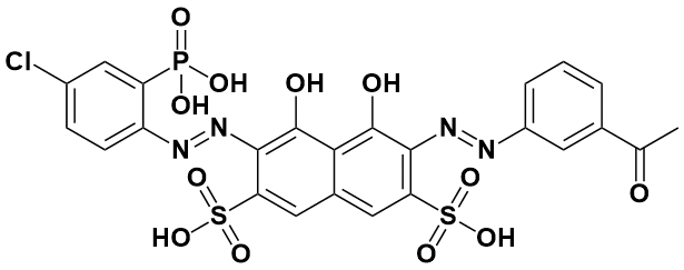 3-((E)-(3-乙酰苯基)二氮烯基)-6-((E)-(4-氯-2-膦酰基苯基)二氮烯基)-4,5-二羟基萘-2,7-二磺酸|2,7-Naphthalenedisulfonic Acid, 3-[2-(3-Acetylphenyl)Diazenyl]-6-[2-(4-Chloro-2-Phosphonophenyl)Diazenyl]-4,5-Dihydroxy-|86167-87-5|源叶|1g