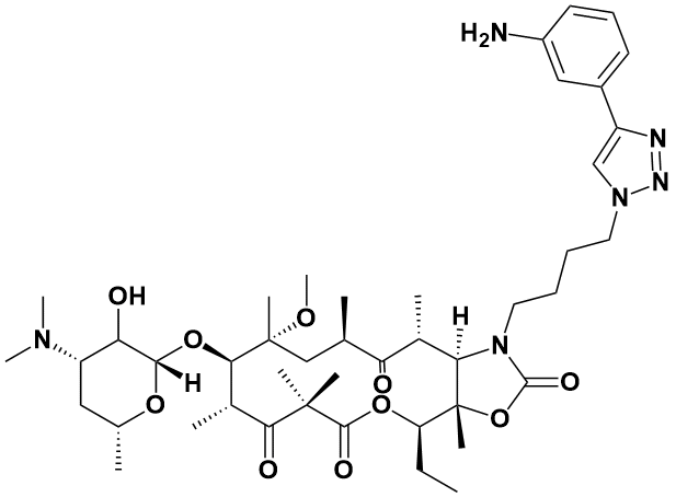 (3aS,4R,7S,9R,10R,11R,13R,15R,15aR)-1-(4-(4-(3-氨基苯基)-1H-1,2,3-三唑-1-基)丁基)-10-(((2S,3R,4S,6R)-4-(二甲基氨基)-3-羟基-6-甲基四氢-2H-吡喃-2-基)氧基)-4-乙基-7-氟-11-甲氧基--3a,7,9,11,13,15-六甲基八氢-1H-[1]氧杂环十四烷并[4,3-d]噁唑-2,6,8,14(7H,9H)-四酮|(3As,4R,7S,9R,10R,11R,13R,15R,15Ar)-1-(4-(4-(3-Aminophenyl)-1H-1,2,3-Triazol-1-Yl)Butyl)-10