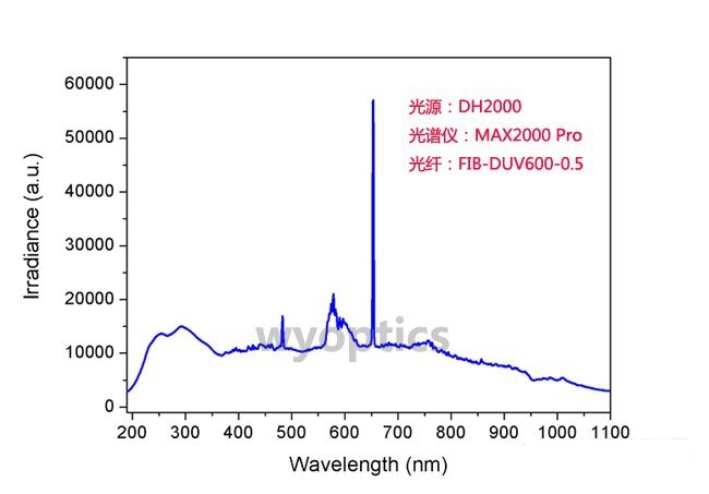 氘灯放射出的持续光谱范围从紫外波段的160-400 nm到可见光的400-800