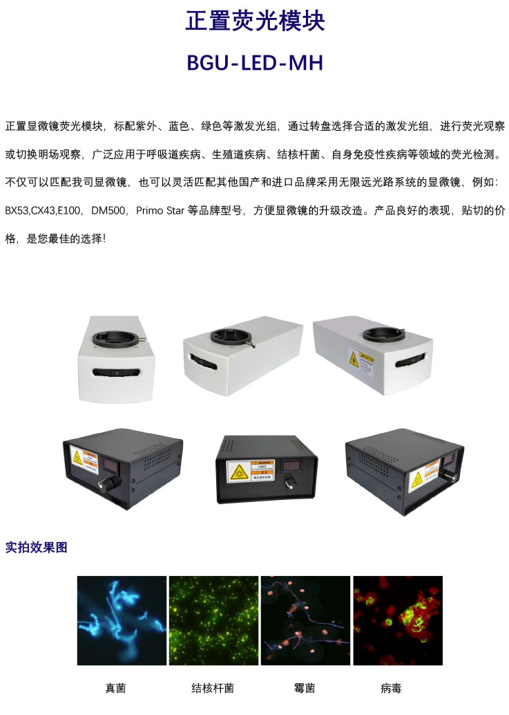 正置三色四孔显微镜荧光模块BGU-LED-MH，广州明慧科技
