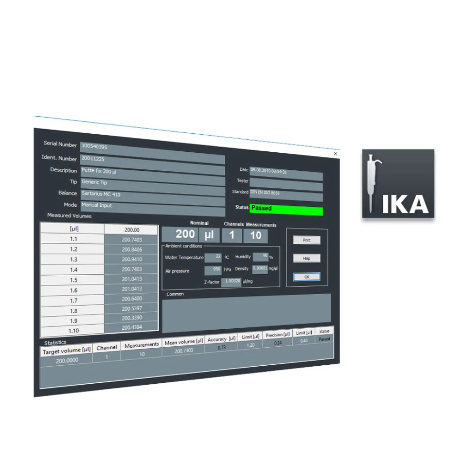 IKA 实验室仪器软件 IPCS Pipette Calibration Software
